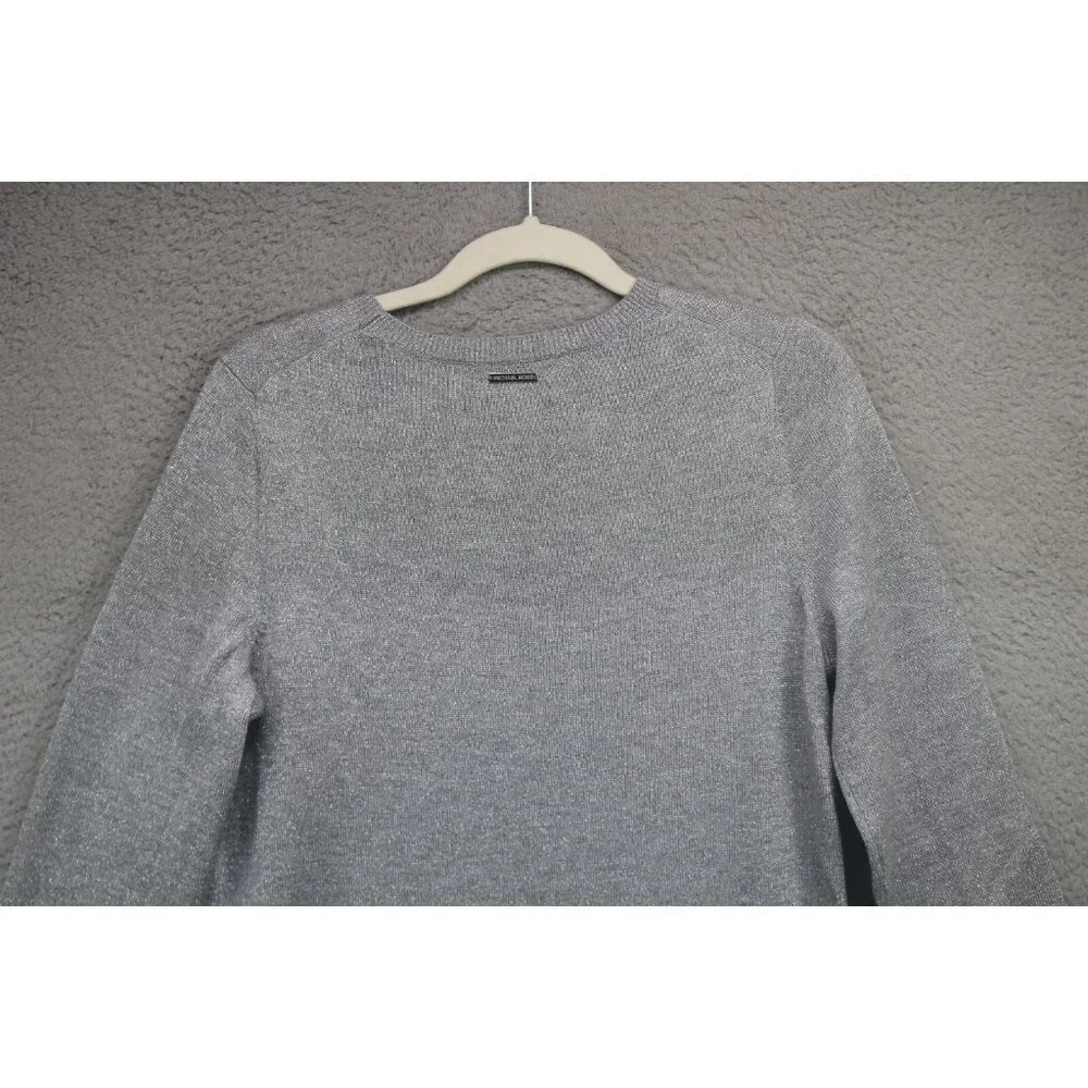 Michael Kors Long Bell‎ Sleeve Silver Sparkling Sweater Dress-L-Event-Evening